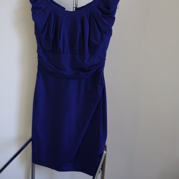 Diane von Furstenberg Dress Royal Blue Stretch Woven Cap-Sleeve Size 8 - Picture 7 of 10